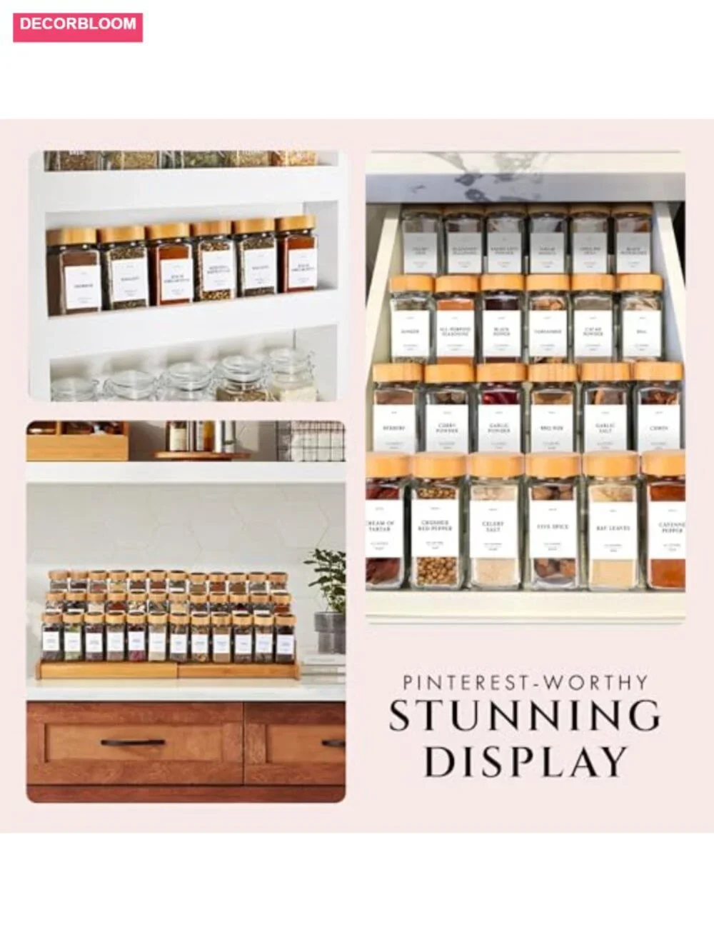 36 Pack Glass Spice Jars with Bamboo Lids, Shaker Lids & Labels, 4oz Empty Jars